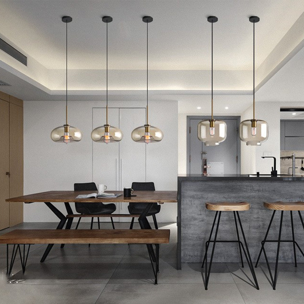 Industrial Amber Glass Pendant Light | Kalsten
