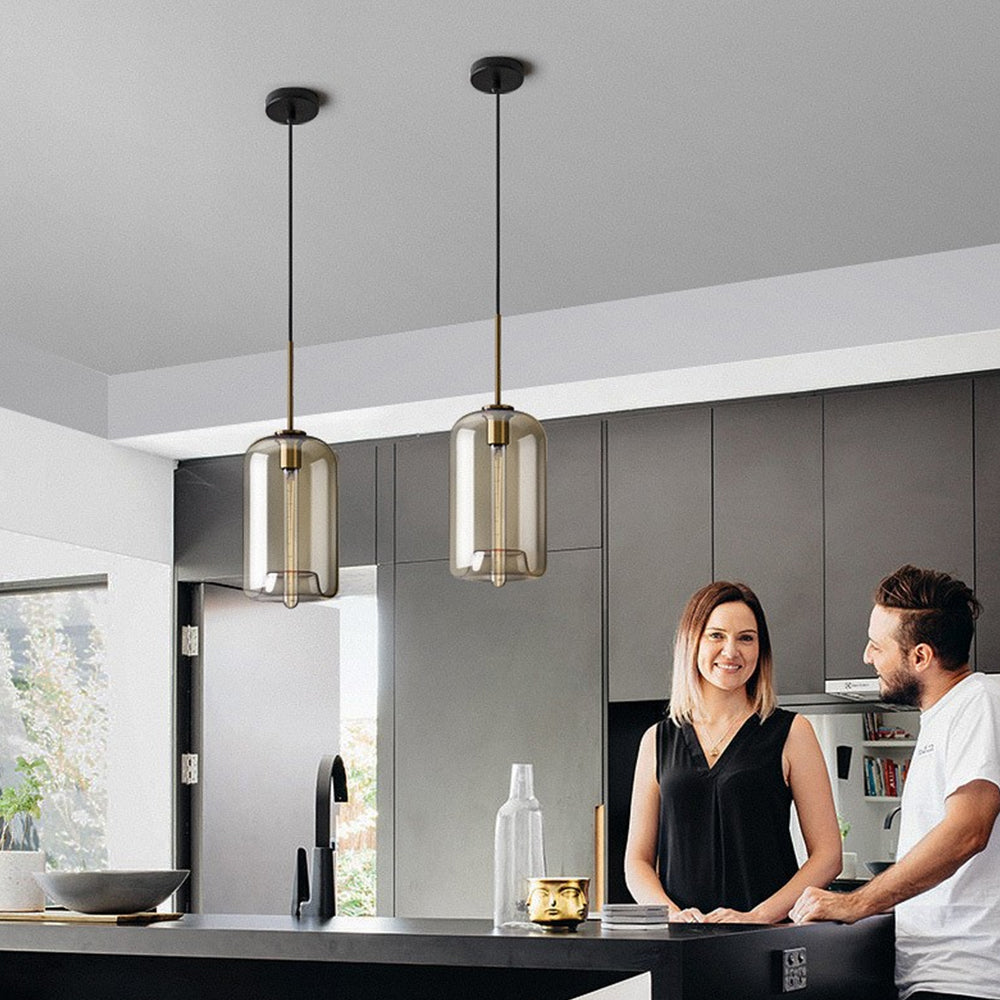 Industrial Amber Glass Pendant Light | Kalsten