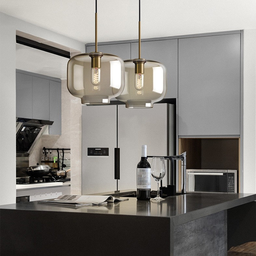 Industrial Amber Glass Pendant Light | Kalsten