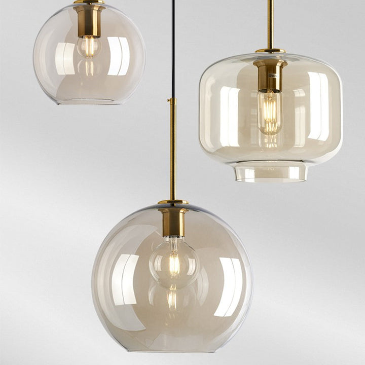 Industrial Amber Glass Pendant Light | Kalsten