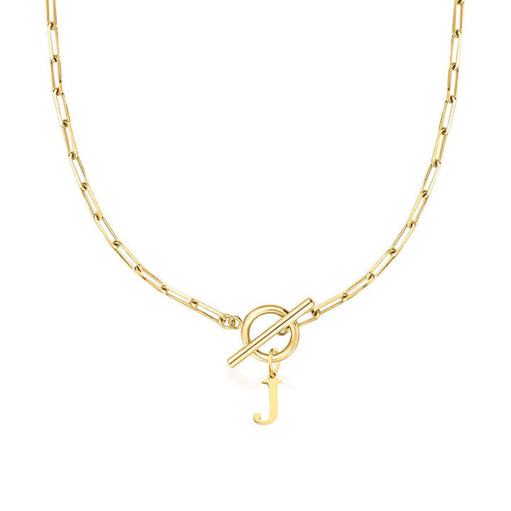 Kalsten | Paperclip Letter Initial Circle Lock Clasp Necklace