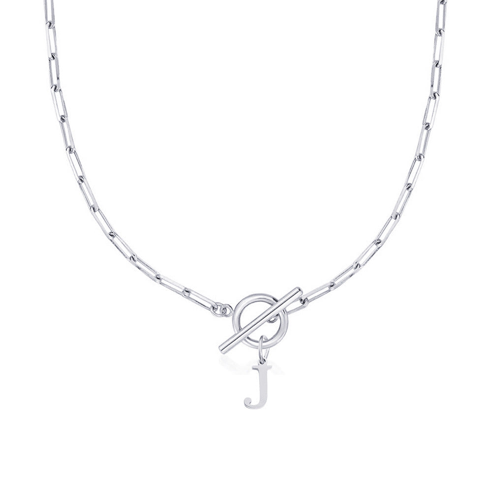 Kalsten | Paperclip Letter Initial Circle Lock Clasp Necklace