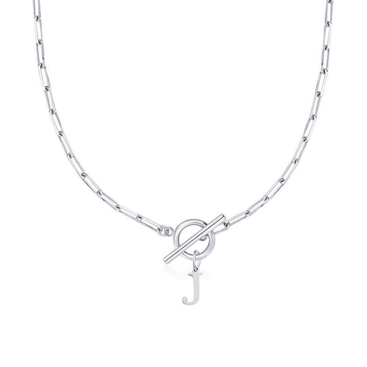 Kalsten | Paperclip Letter Initial Circle Lock Clasp Necklace