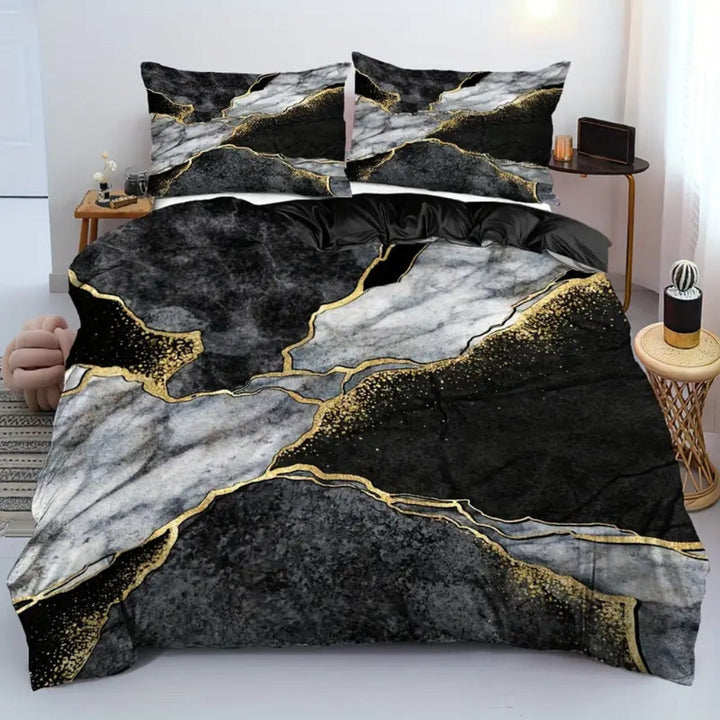 Kalsten | Jade Opulent Gold Accent Duvet Cover Set