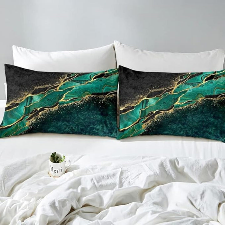 Kalsten | Jade Opulent Gold Accent Duvet Cover Set