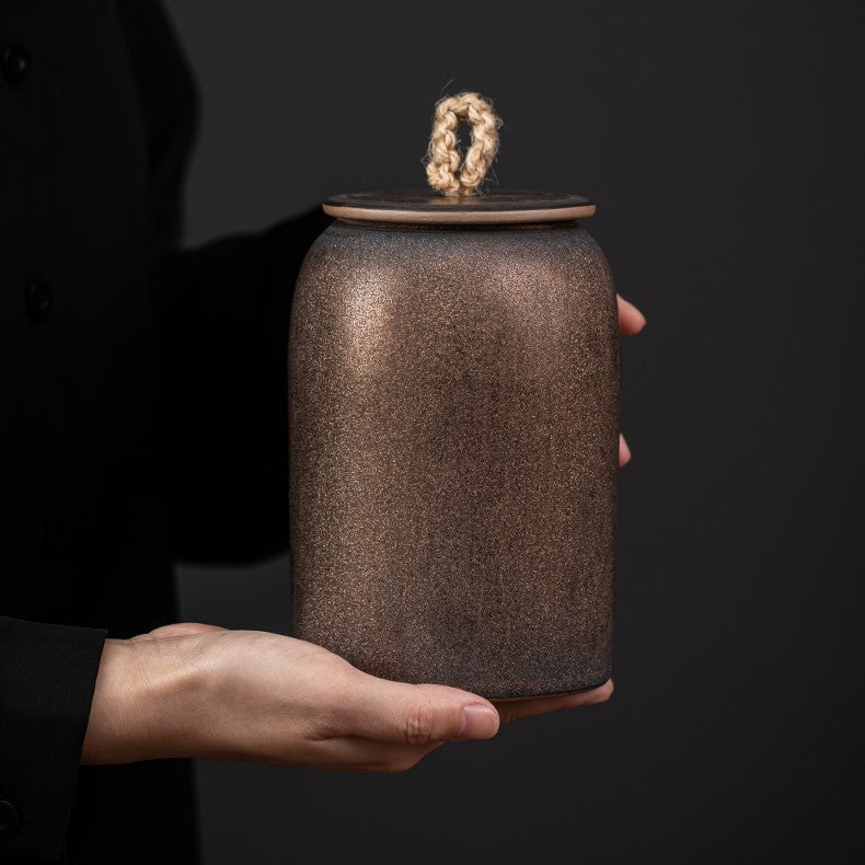 Kalsten | Japanese tea canisters made of ceramics, retro stoneware, airtight, Gong-Fu made of ceramics, for candies, tea ceremony accessories