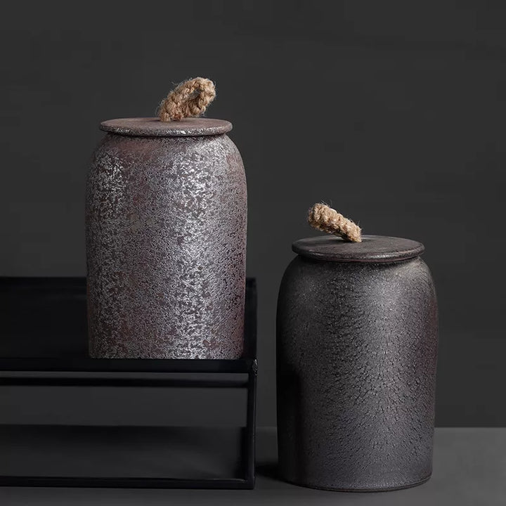 Kalsten | Japanese tea canisters made of ceramics, retro stoneware, airtight, Gong-Fu made of ceramics, for candies, tea ceremony accessories