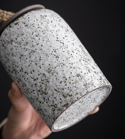 Kalsten | Japanese tea canisters made of ceramics, retro stoneware, airtight, Gong-Fu made of ceramics, for candies, tea ceremony accessories