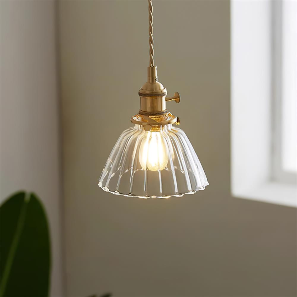 Pendant Light Glass Brass 5.9 In Clear Dining Room Kitchen Island Hanging Ceiling Lamp Adjustable Cord | Kalsten