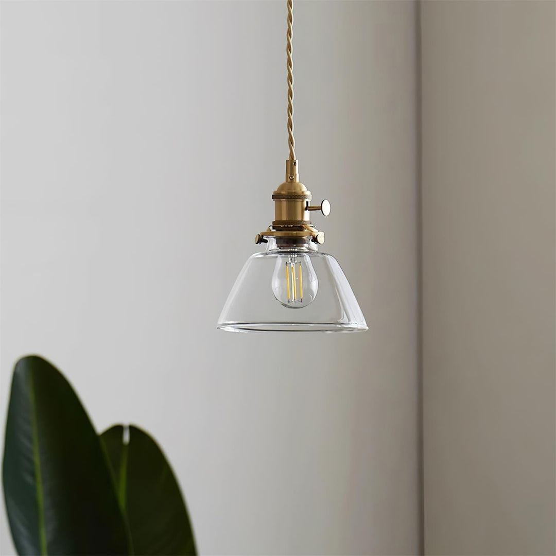 Pendant Light Glass Brass 5.9 In Clear Dining Room Kitchen Island Hanging Ceiling Lamp Adjustable Cord | Kalsten