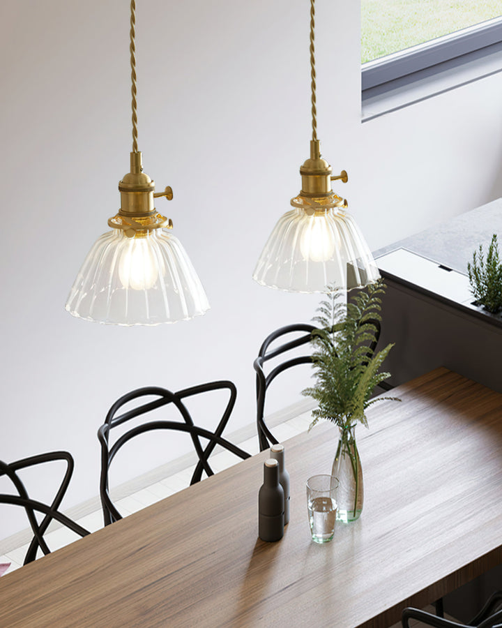 Pendant Light Glass Brass 5.9 In Clear Dining Room Kitchen Island Hanging Ceiling Lamp Adjustable Cord | Kalsten