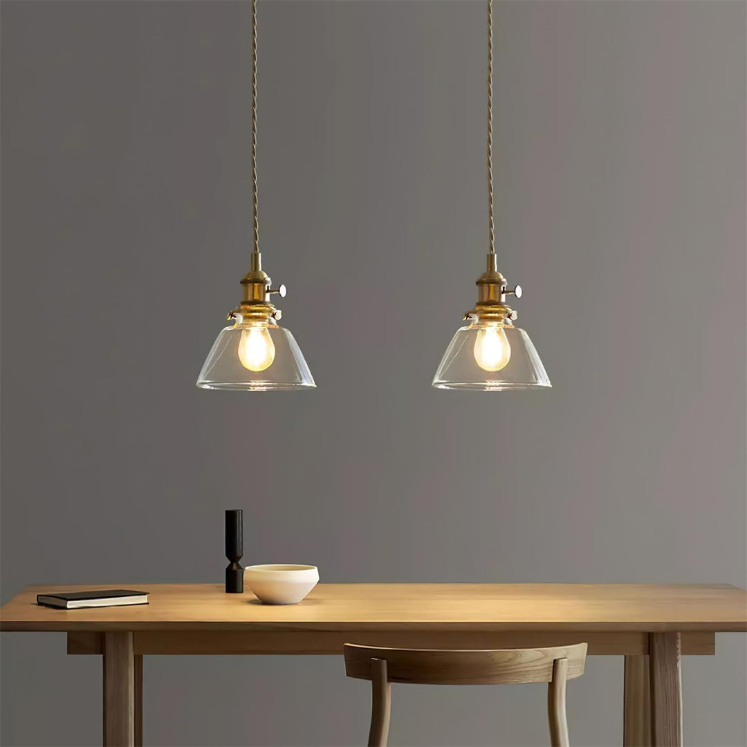 Pendant Light Glass Brass 5.9 In Clear Dining Room Kitchen Island Hanging Ceiling Lamp Adjustable Cord | Kalsten