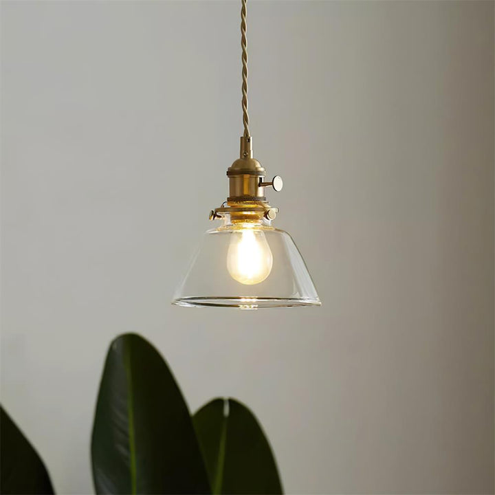 Pendant Light Glass Brass 5.9 In Clear Dining Room Kitchen Island Hanging Ceiling Lamp Adjustable Cord | Kalsten