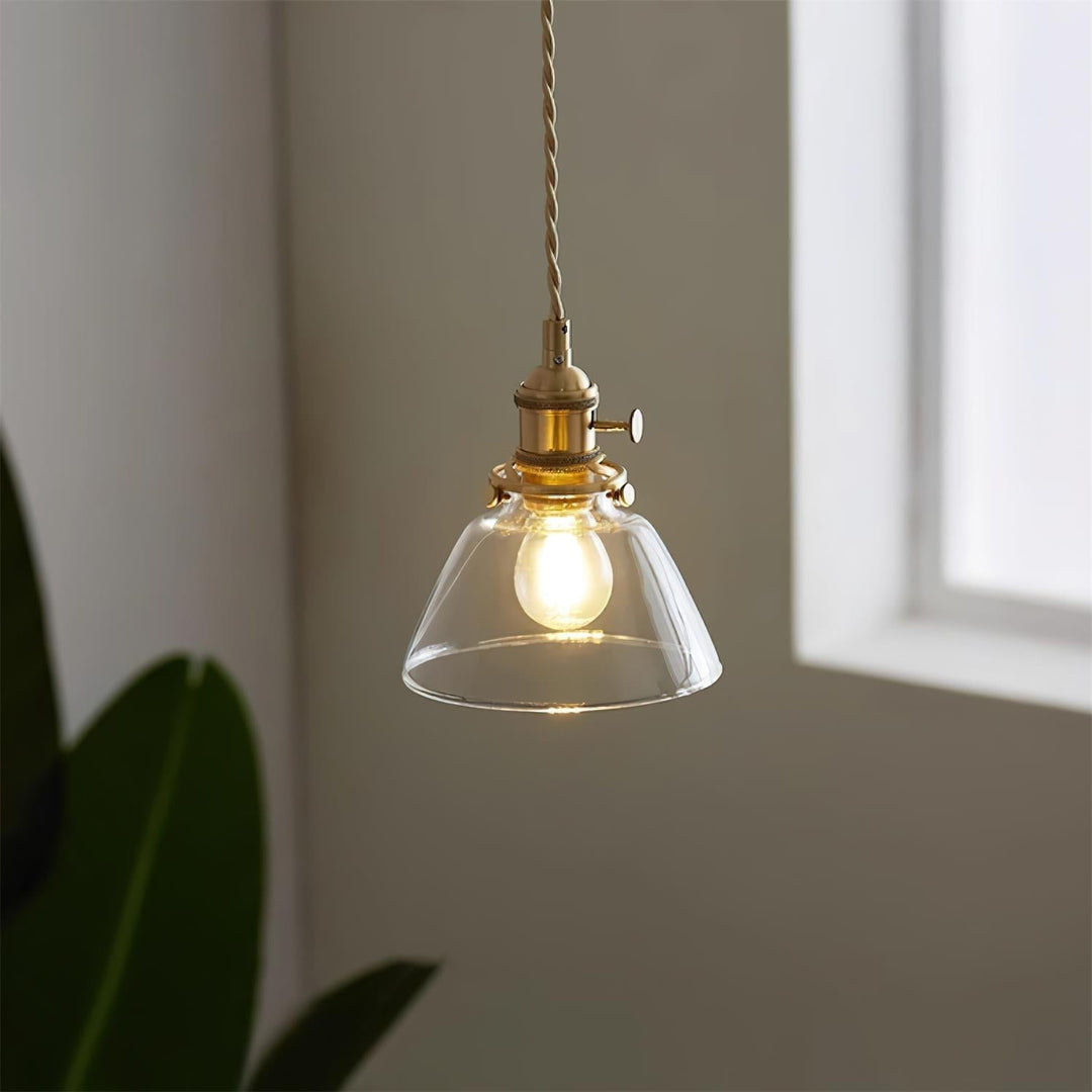 Pendant Light Glass Brass 5.9 In Clear Dining Room Kitchen Island Hanging Ceiling Lamp Adjustable Cord | Kalsten