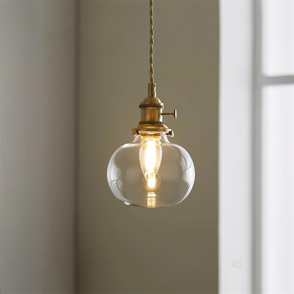Pendant Light Glass Brass 5.9 In Clear Dining Room Kitchen Island Hanging Ceiling Lamp Adjustable Cord | Kalsten