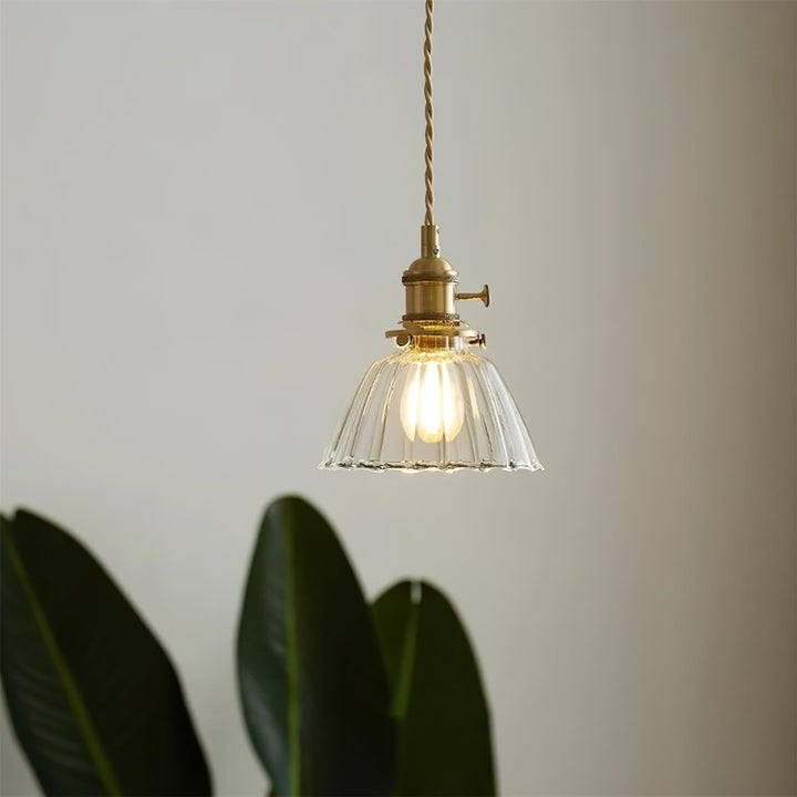 Pendant Light Glass Brass 5.9 In Clear Dining Room Kitchen Island Hanging Ceiling Lamp Adjustable Cord | Kalsten