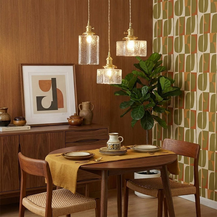Pendant Light Brass Glass 7.1 in Adjustable Indoor Ceiling Lamp Dining Room Kitchen Island Lighting Fixture Modern Decorative Hanging Light | Kalsten