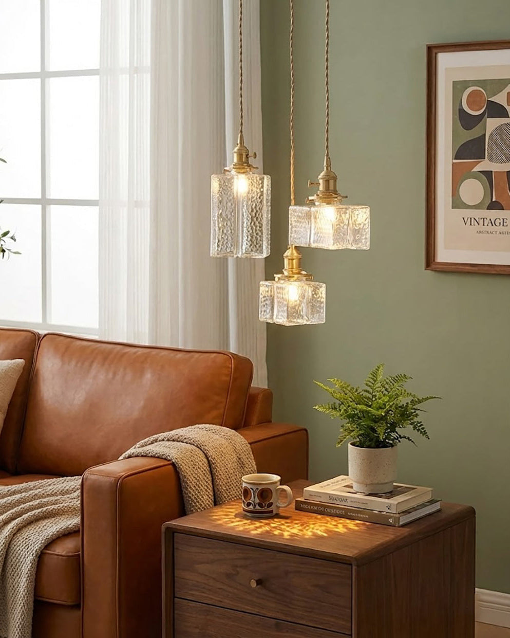 Pendant Light Brass Glass 7.1 in Adjustable Indoor Ceiling Lamp Dining Room Kitchen Island Lighting Fixture Modern Decorative Hanging Light | Kalsten