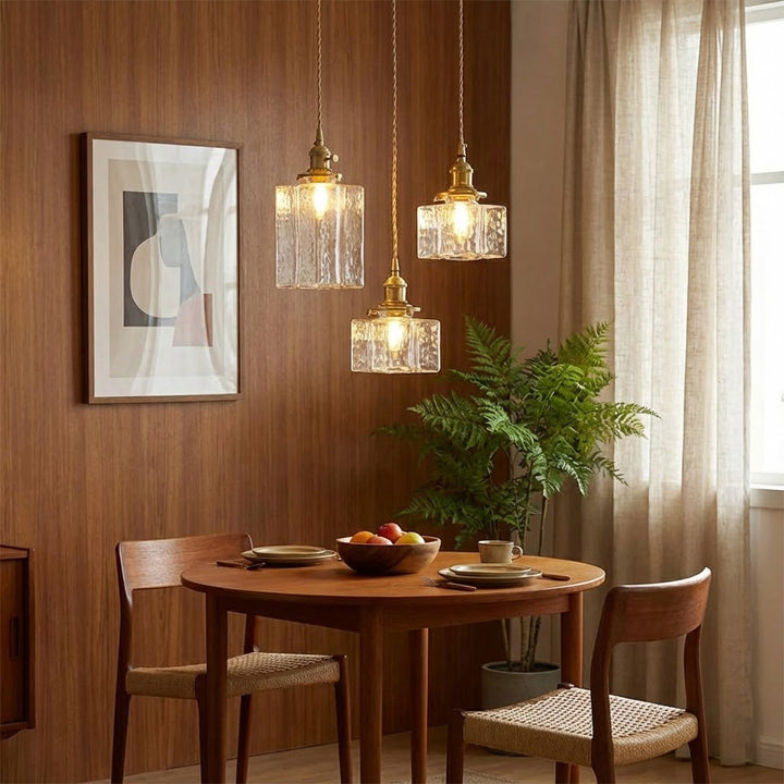 Pendant Light Brass Glass 7.1 in Adjustable Indoor Ceiling Lamp Dining Room Kitchen Island Lighting Fixture Modern Decorative Hanging Light | Kalsten