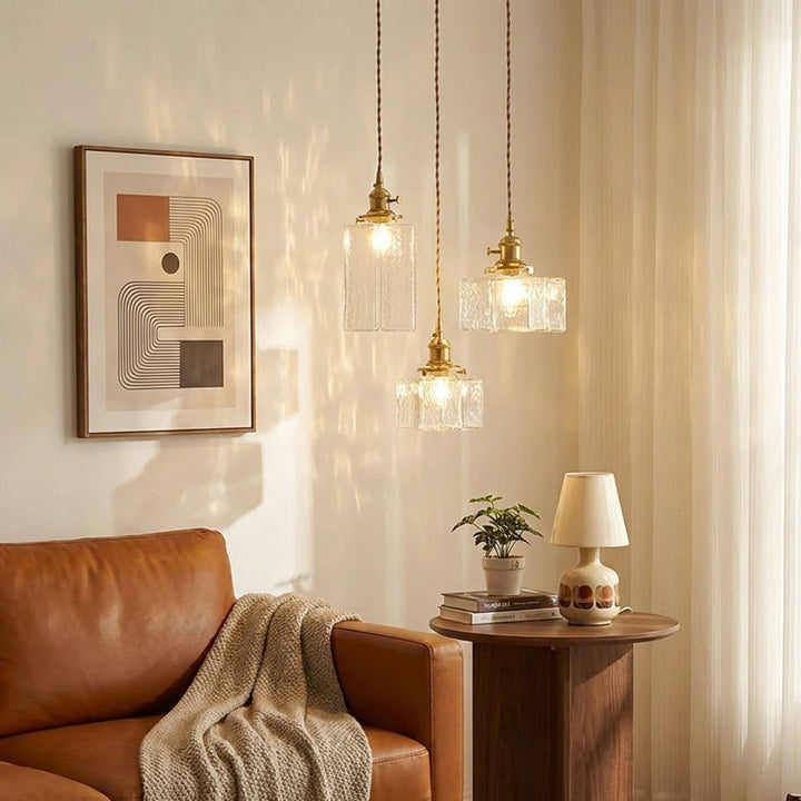 Pendant Light Brass Glass 7.1 in Adjustable Indoor Ceiling Lamp Dining Room Kitchen Island Lighting Fixture Modern Decorative Hanging Light | Kalsten