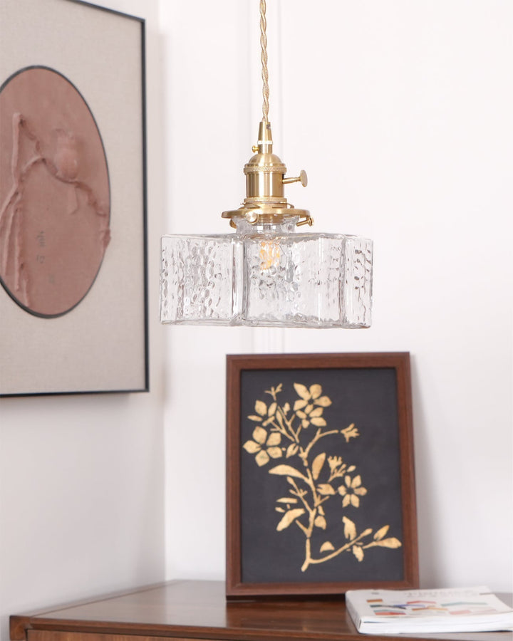 Pendant Light Brass Glass 7.1 in Adjustable Indoor Ceiling Lamp Dining Room Kitchen Island Lighting Fixture Modern Decorative Hanging Light | Kalsten