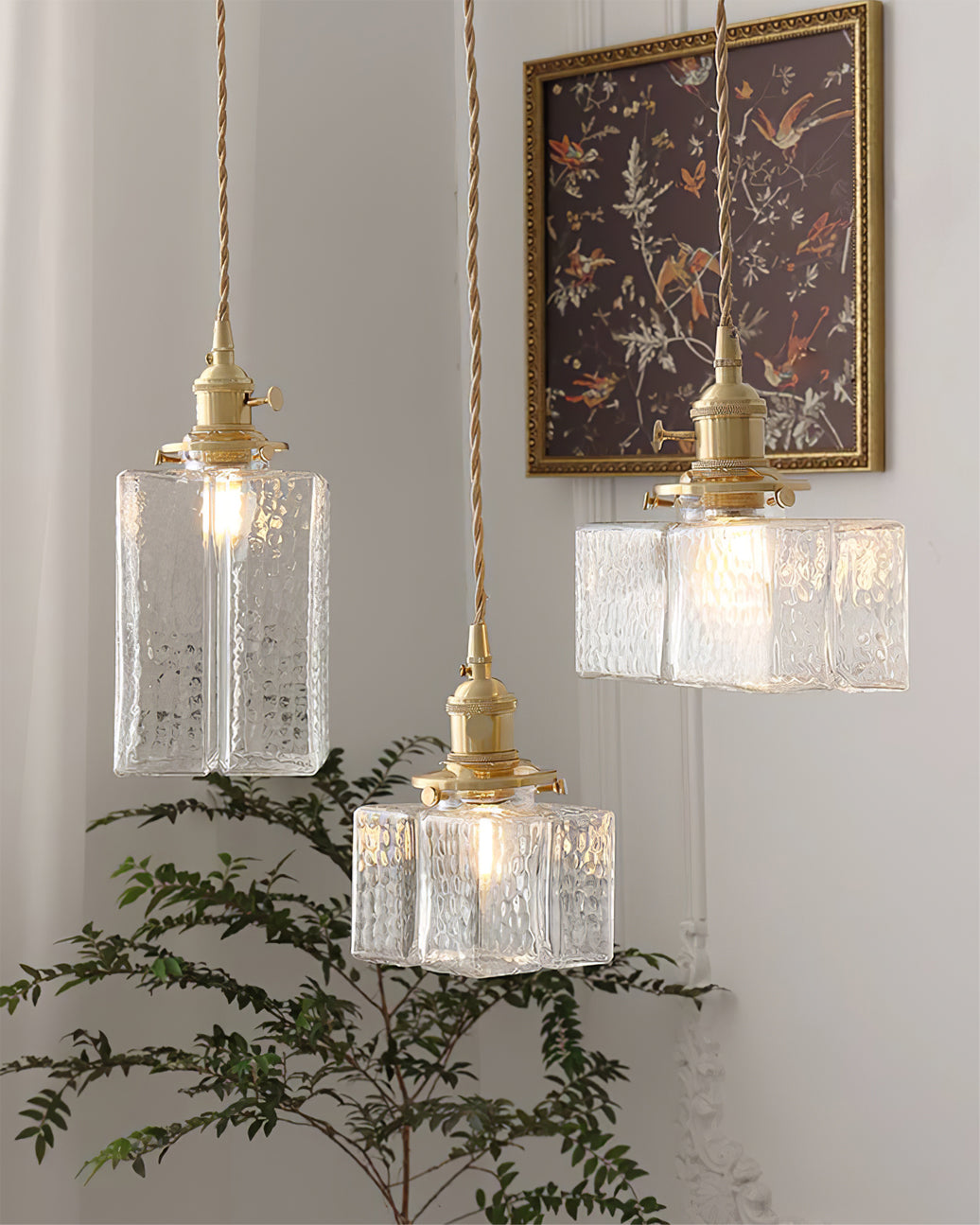 Pendant Light Brass Glass 7.1 in Adjustable Indoor Ceiling Lamp Dining Room Kitchen Island Lighting Fixture Modern Decorative Hanging Light | Kalsten