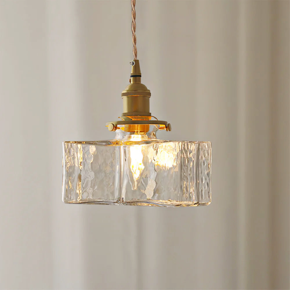 Pendant Light Brass Glass 7.1 in Adjustable Indoor Ceiling Lamp Dining Room Kitchen Island Lighting Fixture Modern Decorative Hanging Light | Kalsten