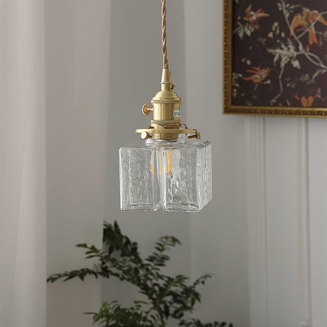 Pendant Light Brass Glass 7.1 in Adjustable Indoor Ceiling Lamp Dining Room Kitchen Island Lighting Fixture Modern Decorative Hanging Light | Kalsten