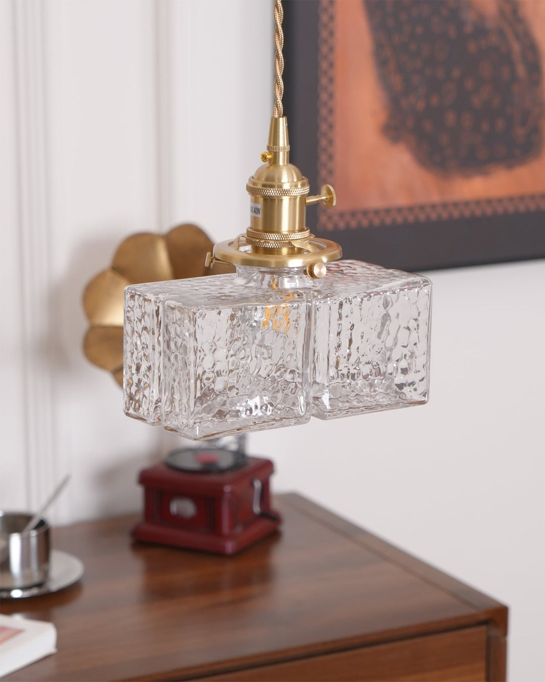 Pendant Light Brass Glass 7.1 in Adjustable Indoor Ceiling Lamp Dining Room Kitchen Island Lighting Fixture Modern Decorative Hanging Light | Kalsten