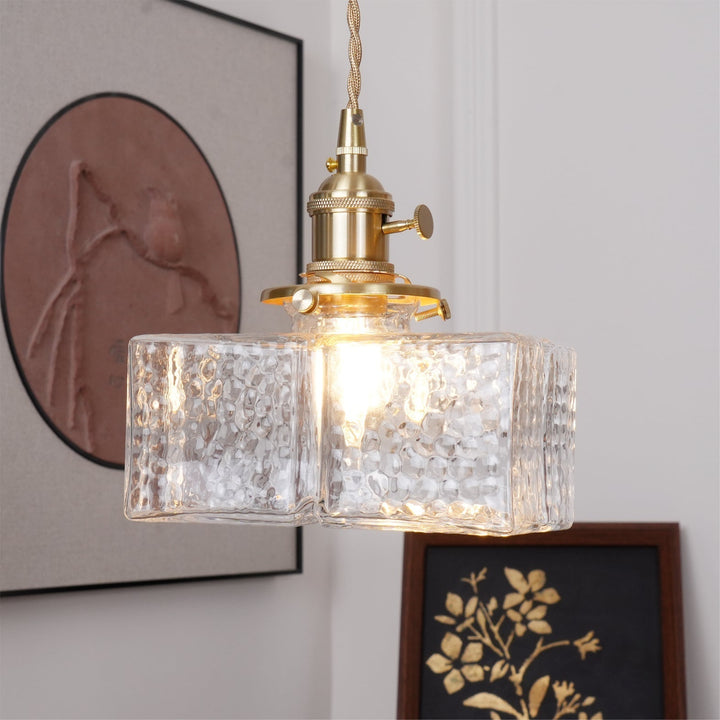 Pendant Light Brass Glass 7.1 in Adjustable Indoor Ceiling Lamp Dining Room Kitchen Island Lighting Fixture Modern Decorative Hanging Light | Kalsten