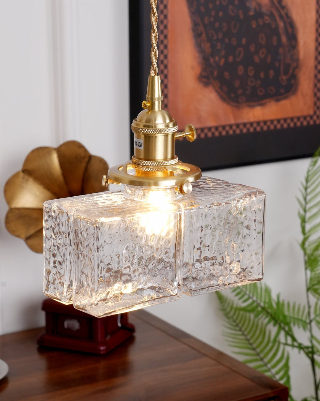 Pendant Light Brass Glass 7.1 in Adjustable Indoor Ceiling Lamp Dining Room Kitchen Island Lighting Fixture Modern Decorative Hanging Light | Kalsten