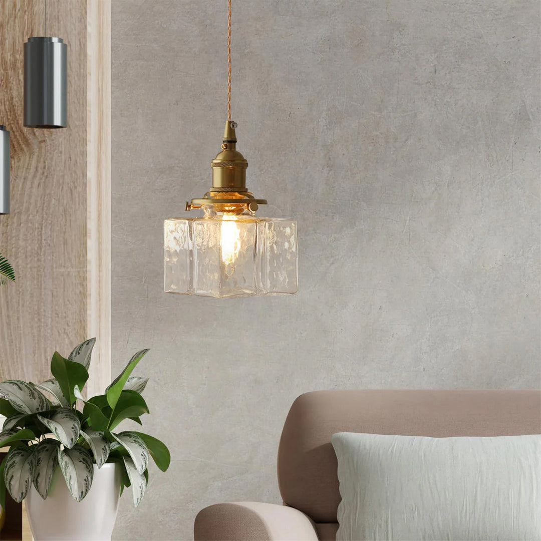 Pendant Light Brass Glass 7.1 in Adjustable Indoor Ceiling Lamp Dining Room Kitchen Island Lighting Fixture Modern Decorative Hanging Light | Kalsten