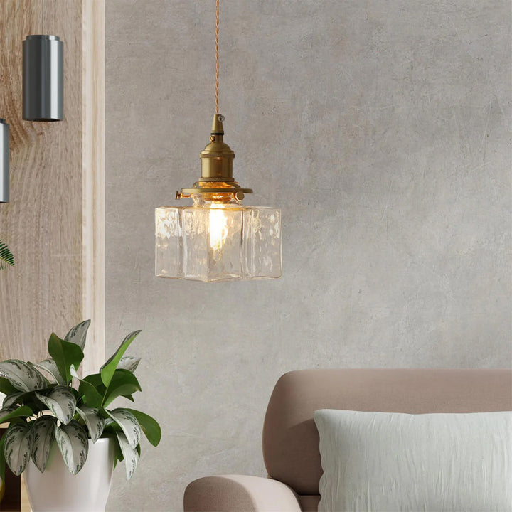 Pendant Light Brass Glass 7.1 in Adjustable Indoor Ceiling Lamp Dining Room Kitchen Island Lighting Fixture Modern Decorative Hanging Light | Kalsten