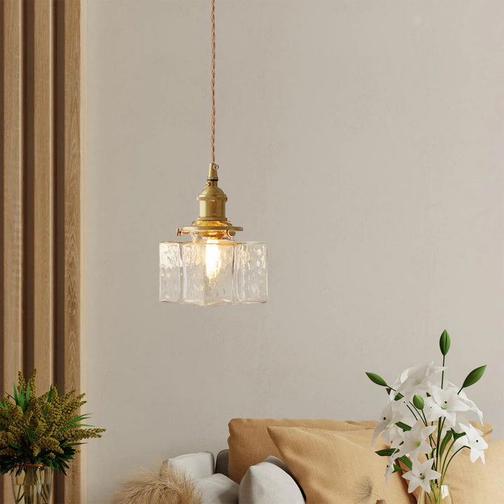 Pendant Light Brass Glass 7.1 in Adjustable Indoor Ceiling Lamp Dining Room Kitchen Island Lighting Fixture Modern Decorative Hanging Light | Kalsten