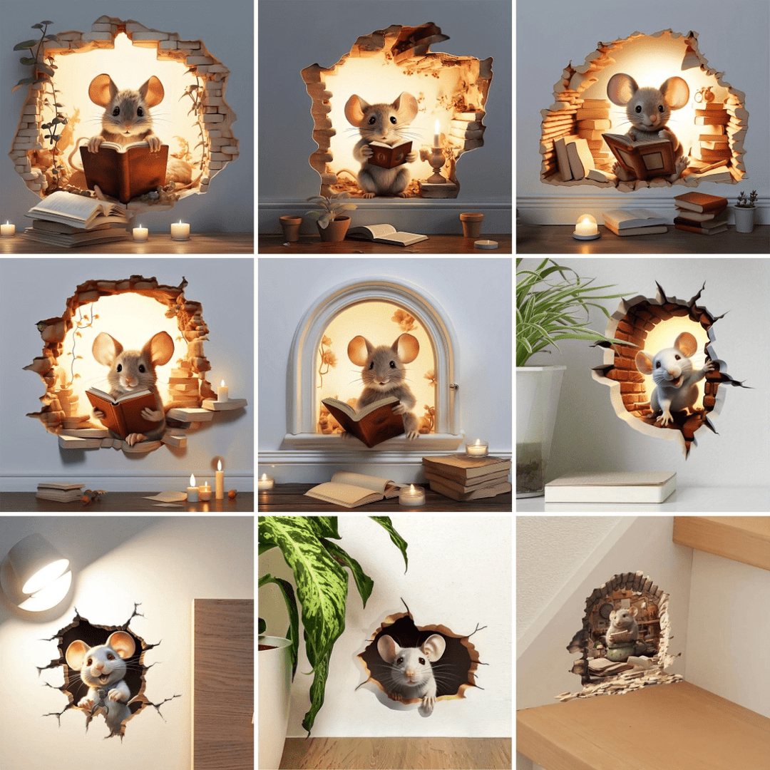 Kalsten | DecoraMice 3D Cartoon Wall Stickers | Adorable Mouse Wall Stickers for Children's Rooms and Living Space Decoration