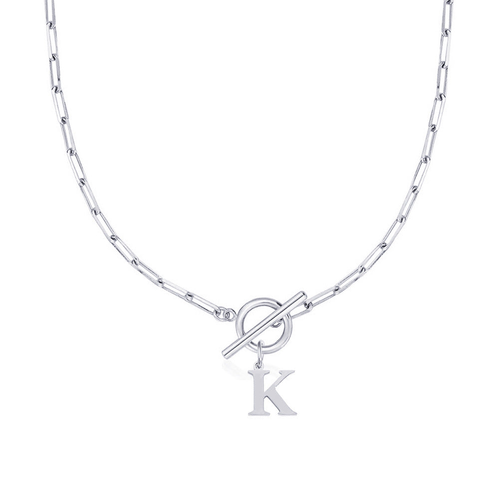 Kalsten | Paperclip Letter Initial Circle Lock Clasp Necklace