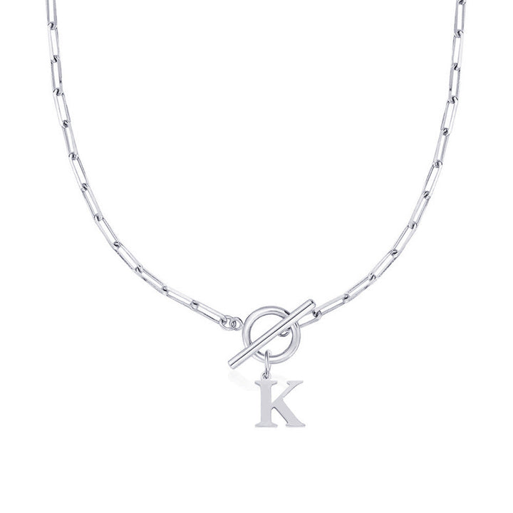 Kalsten | Paperclip Letter Initial Circle Lock Clasp Necklace