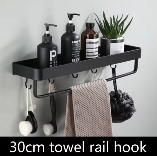 Kellan Wall-mounted Bathroom Shelf Black | Kalsten