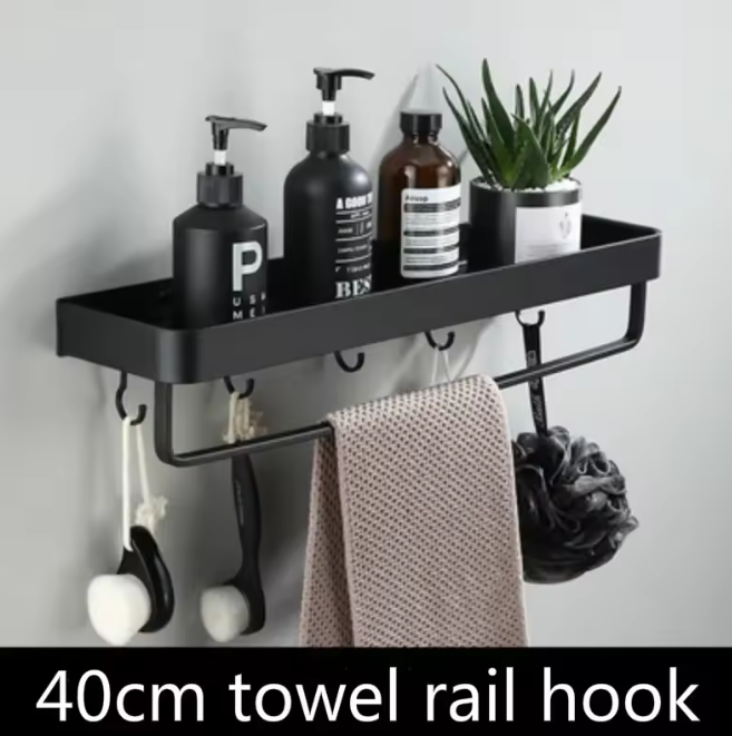 Kellan Wall-mounted Bathroom Shelf Black | Kalsten
