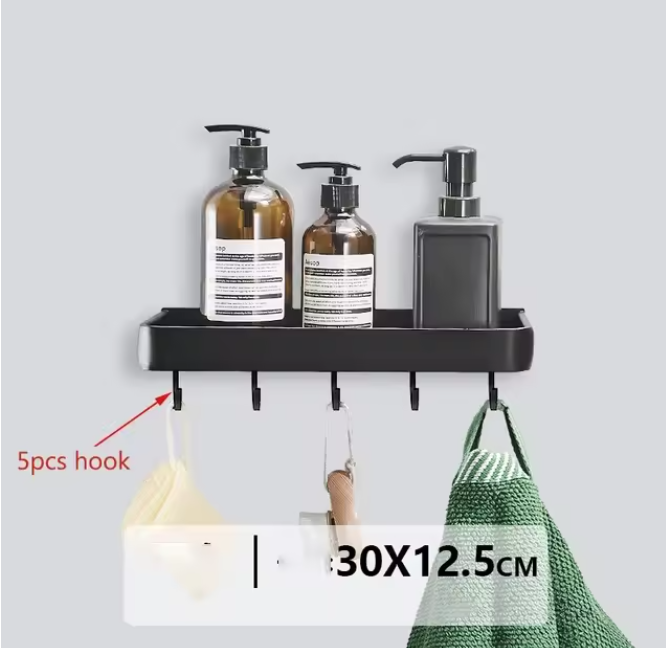 Kellan Wall-mounted Bathroom Shelf Black | Kalsten