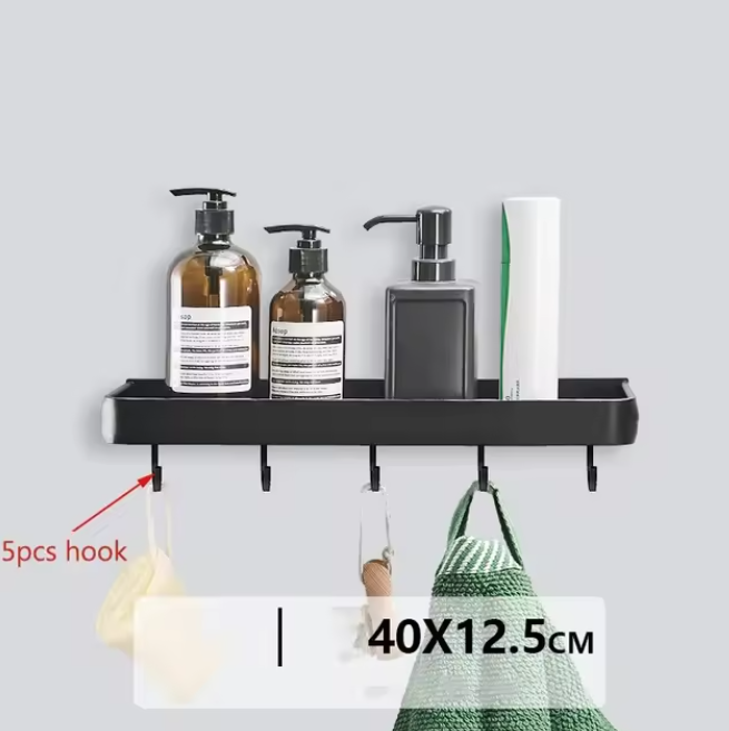 Kellan Wall-mounted Bathroom Shelf Black | Kalsten
