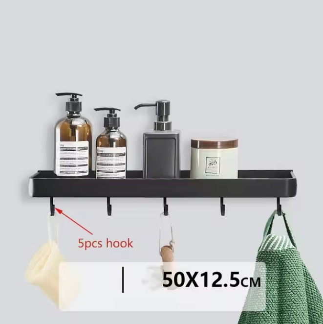 Kellan Wall-mounted Bathroom Shelf Black | Kalsten