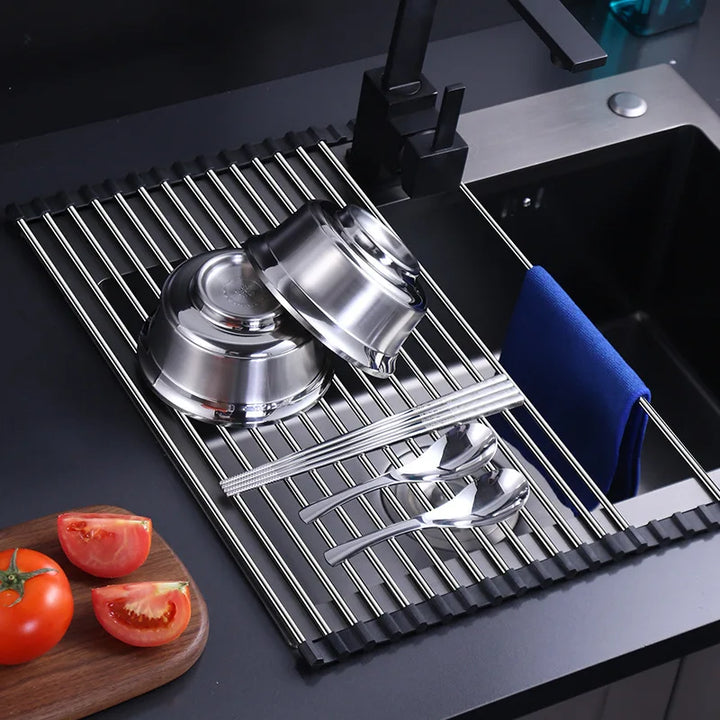 Stainless Steel Kitchen Drain Rack – Collapsible Sink Tray