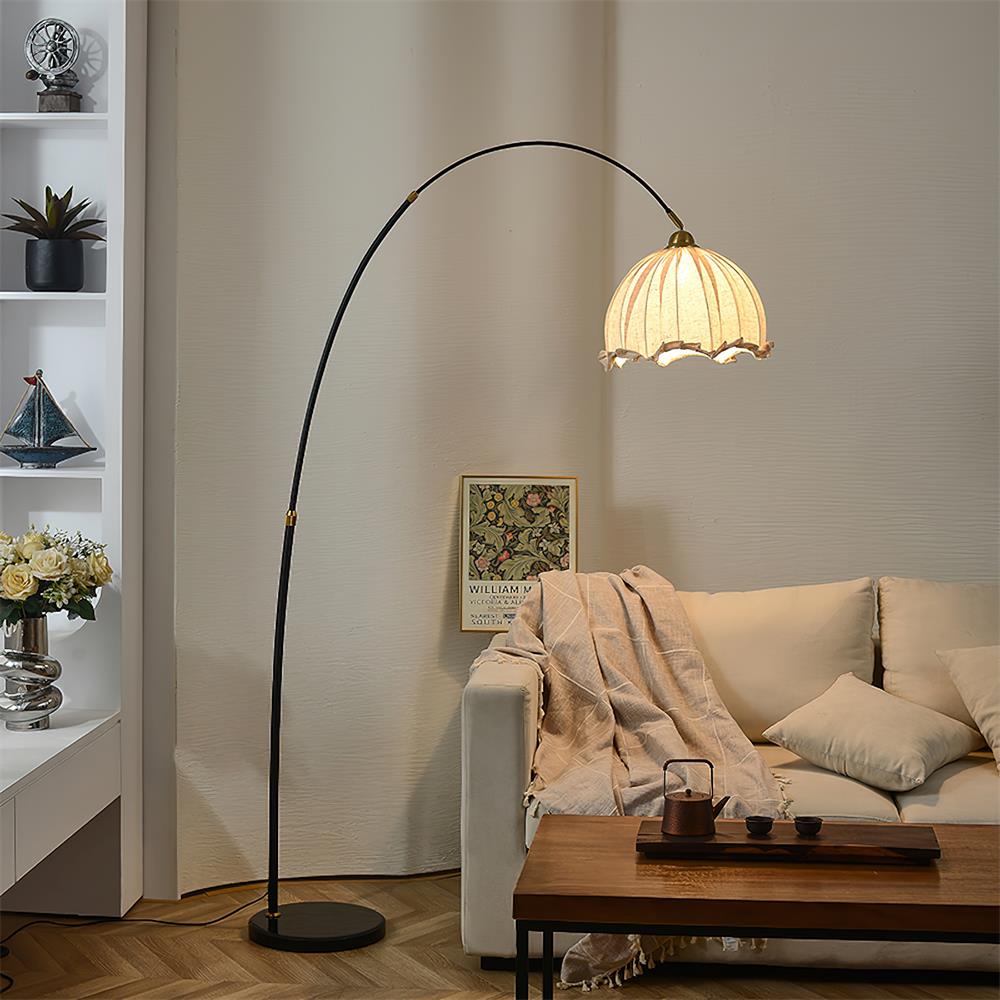 Kimala Arc Floor Lamp, Black Metal Base