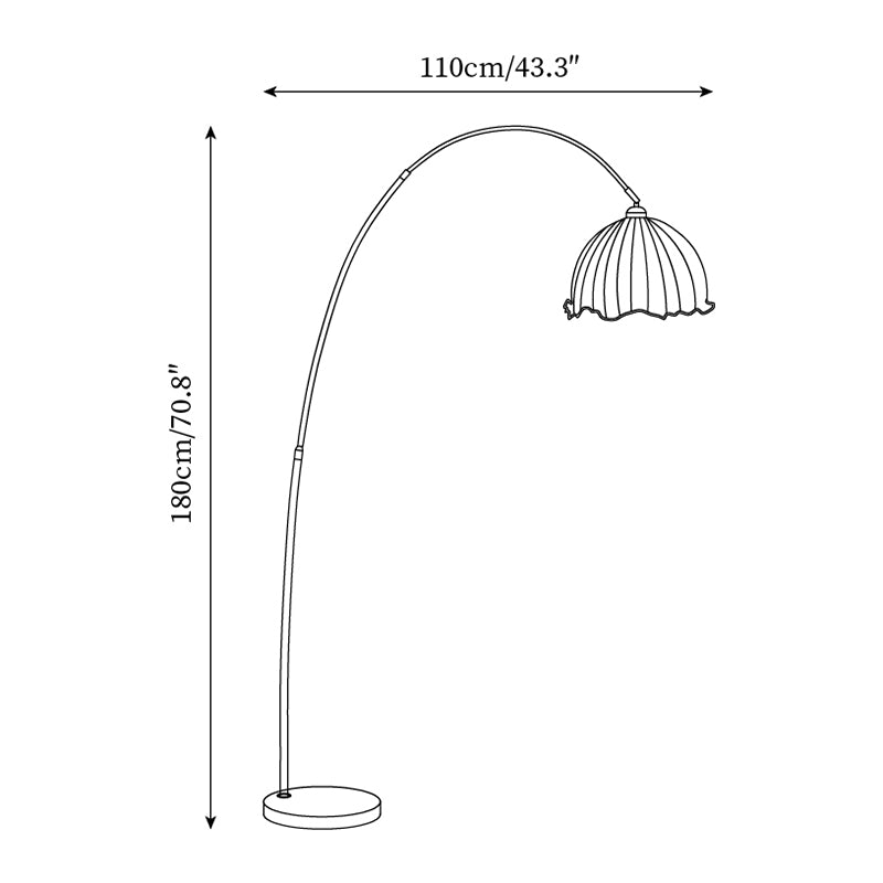 Kimala Arc Floor Lamp, Black Metal Base