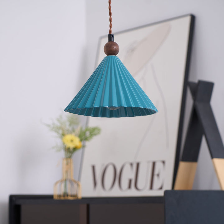 Pendant Light Ceramic Shade 7.8 in Adjustable Blue Dining Kitchen Hanging Ceiling Lamp | Kalsten
