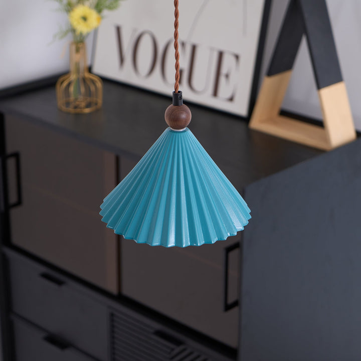 Pendant Light Ceramic Shade 7.8 in Adjustable Blue Dining Kitchen Hanging Ceiling Lamp | Kalsten