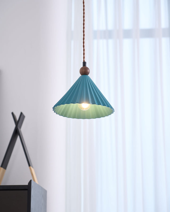 Pendant Light Ceramic Shade 7.8 in Adjustable Blue Dining Kitchen Hanging Ceiling Lamp | Kalsten