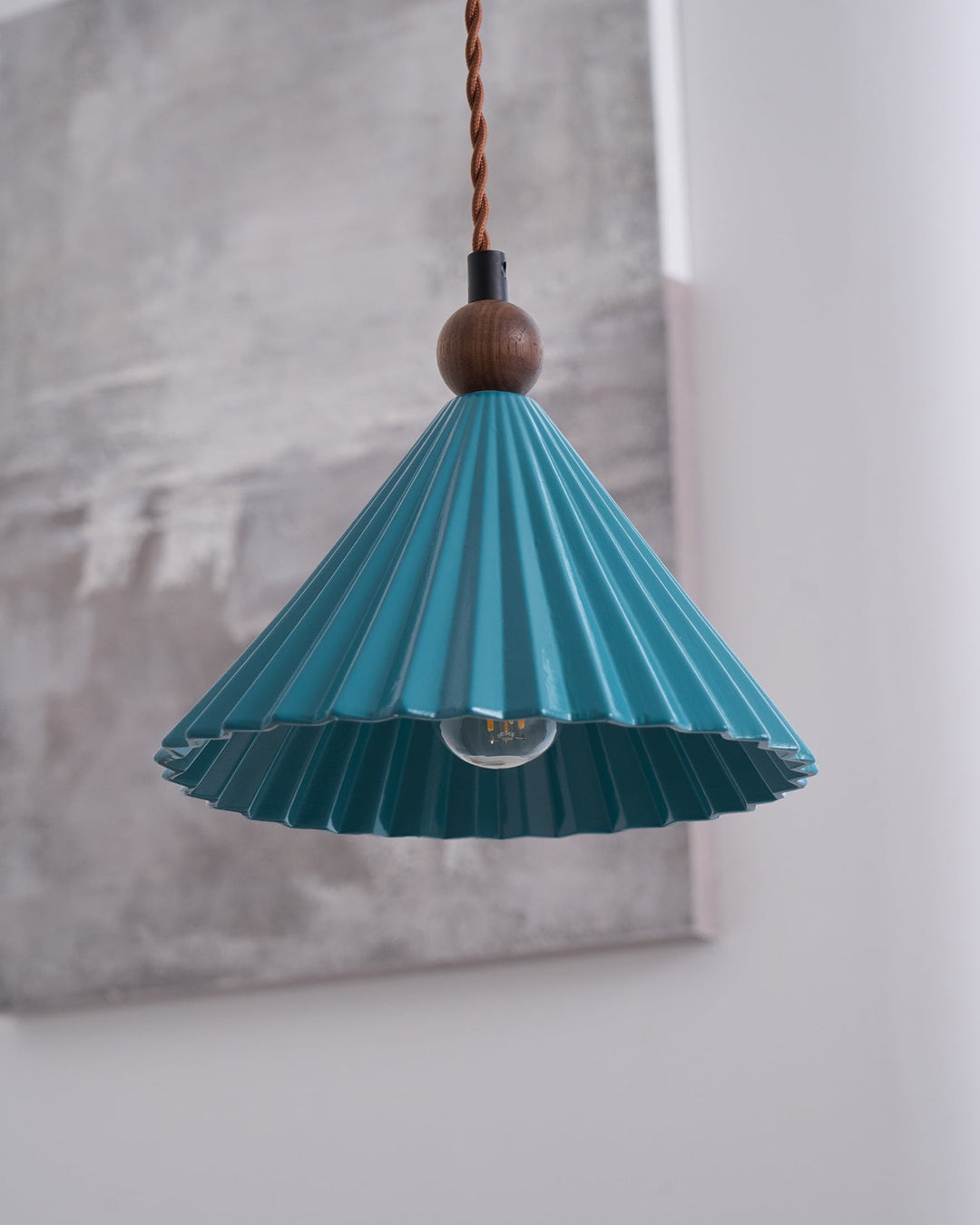 Pendant Light Ceramic Shade 7.8 in Adjustable Blue Dining Kitchen Hanging Ceiling Lamp | Kalsten