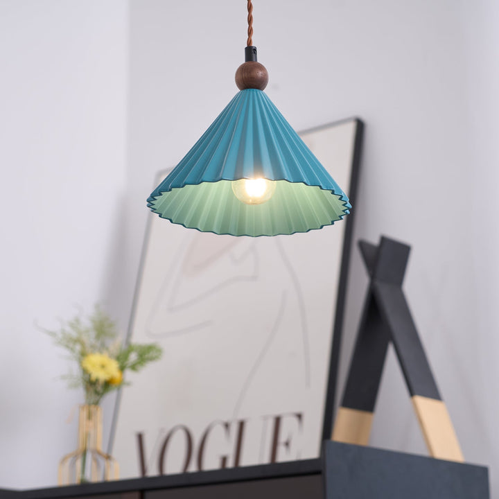 Pendant Light Ceramic Shade 7.8 in Adjustable Blue Dining Kitchen Hanging Ceiling Lamp | Kalsten